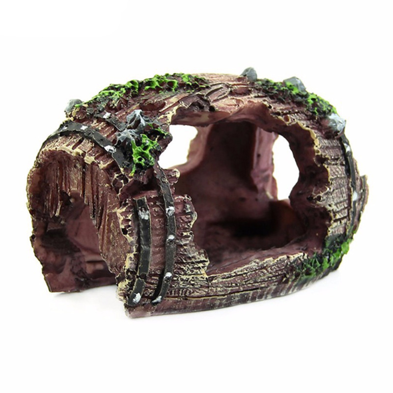 Aquarium Plant Live - Aquarium Artificial Barrel Cave Resin Ornaments