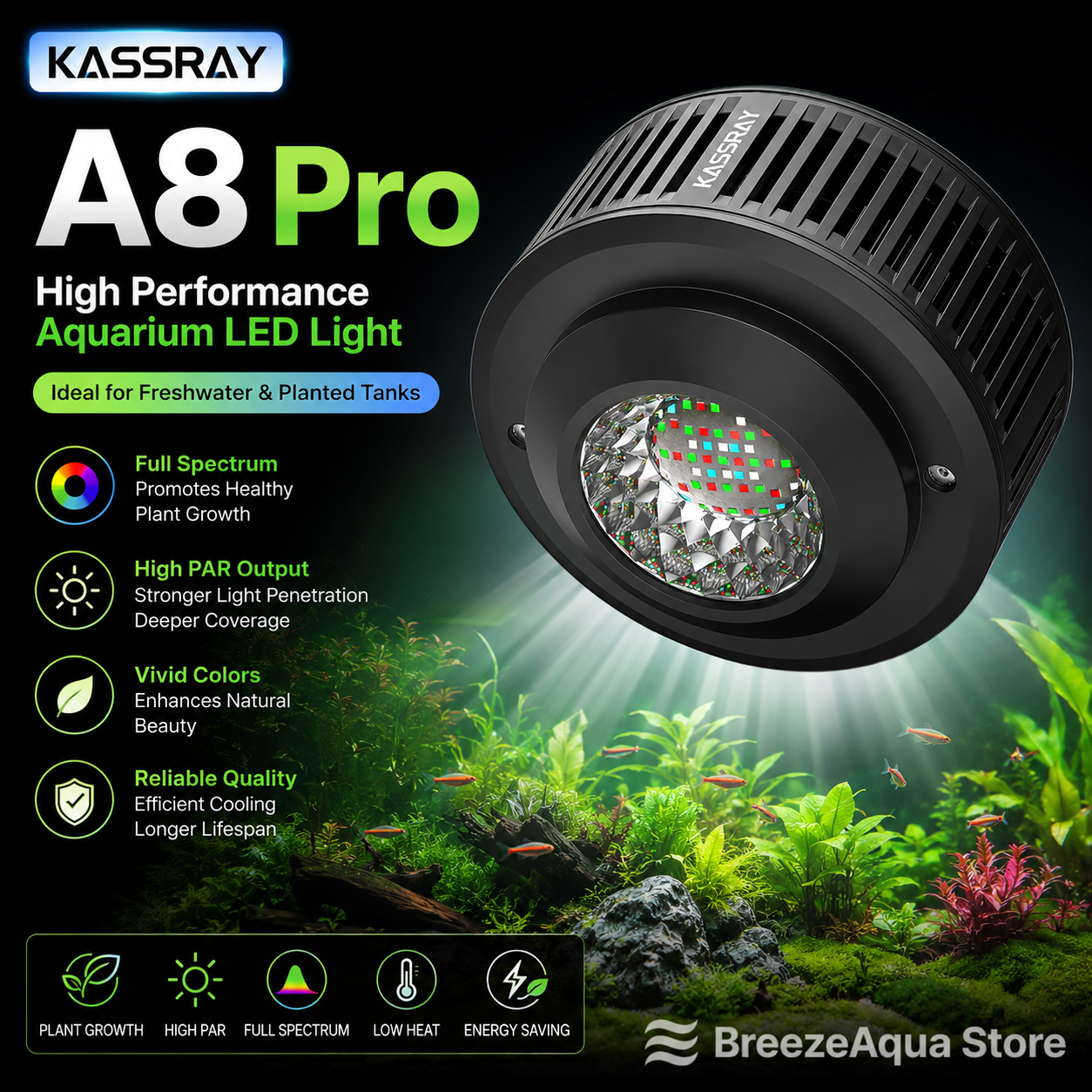 KASSRAY A8Pro 90W WRGB Aquariu – Planted Aquarium Algae recenzja i cena